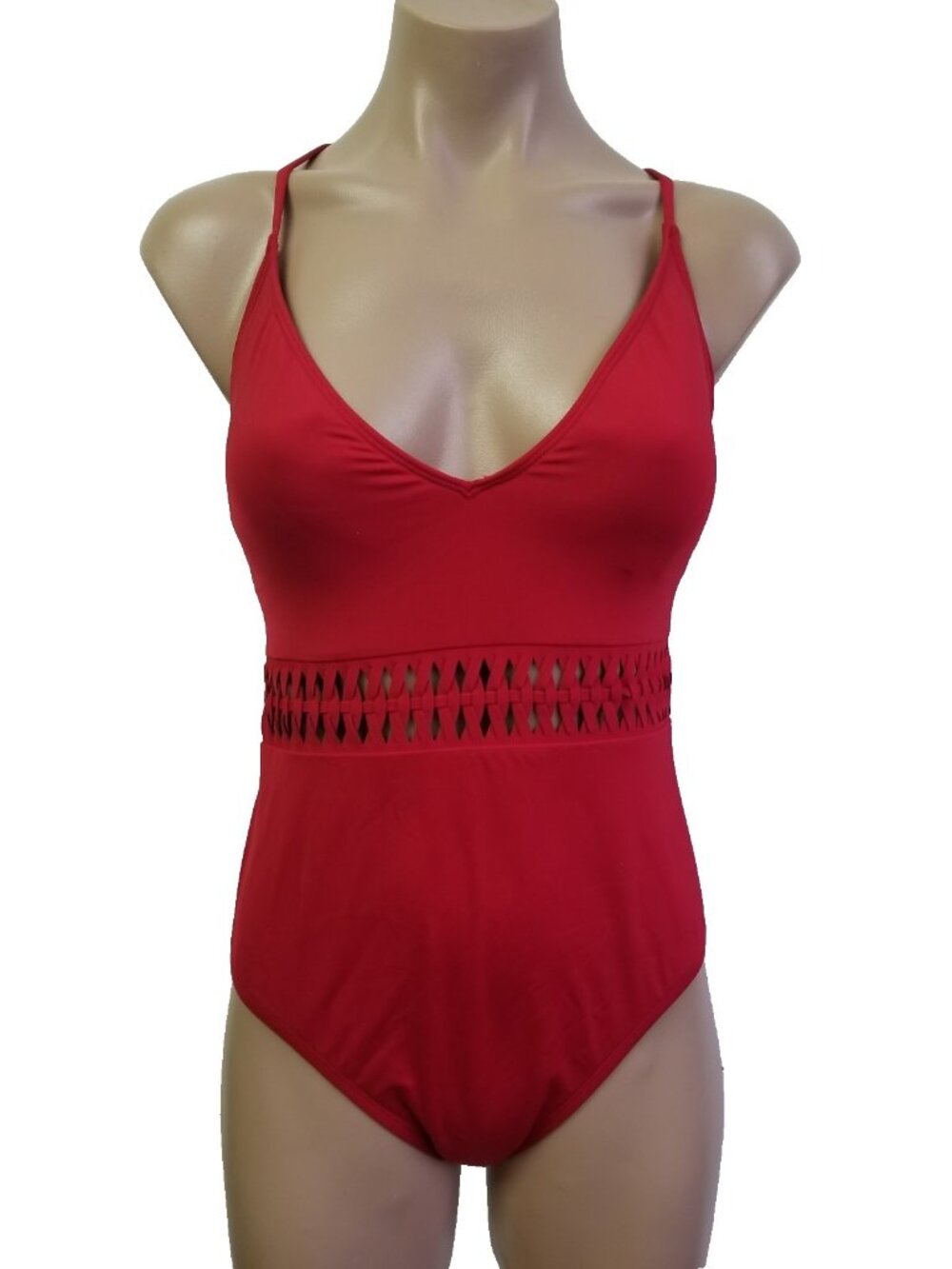 Red Strappy Flirty Kenneth Cole NY Tummy Toner Mid Slits Size Medium